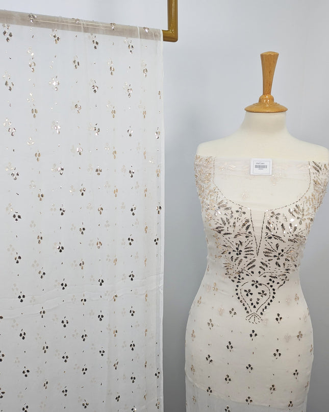 Pure China Crinkle with Handmade Pure Indian Golden Mukesh Work