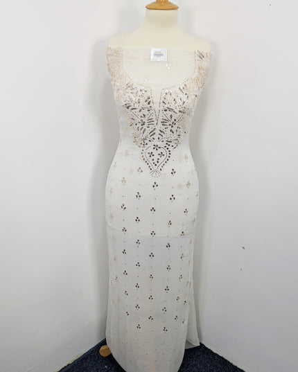Pure China Crinkle with Handmade Pure Indian Golden Mukesh Work