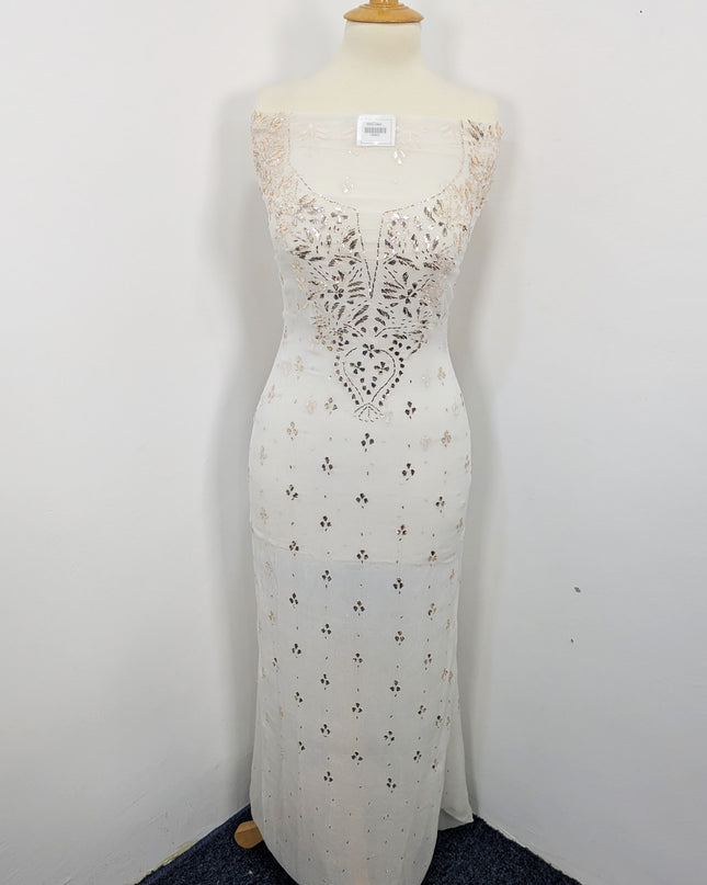 Pure China Crinkle with Handmade Pure Indian Golden Mukesh Work