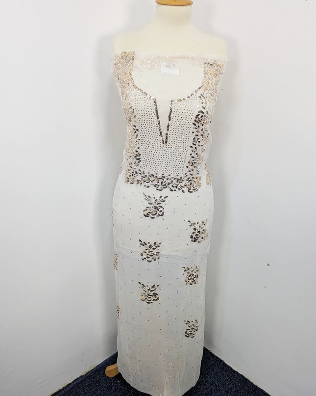 Pure China Crinkle with Handmade Pure Indian Golden Mukesh Work