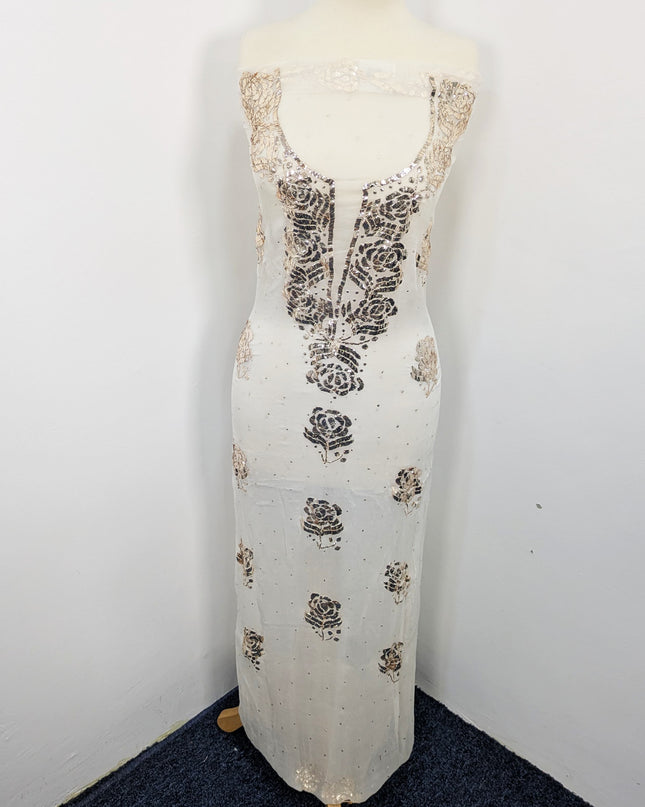 Pure China Crinkle with Handmade Pure Indian Golden Mukesh Work