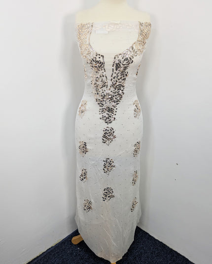 Pure China Crinkle with Handmade Pure Indian Golden Mukesh Work
