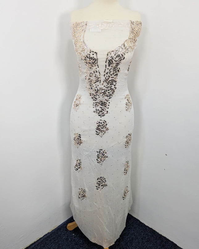 Pure China Crinkle with Handmade Pure Indian Golden Mukesh Work