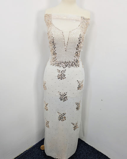 Pure China Crinkle with Handmade Pure Indian Golden Mukesh Work