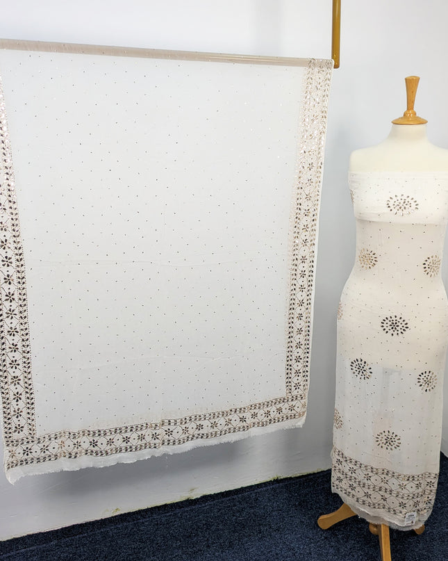 Pure China Crinkle with Handmade Pure Indian Golden Mukesh Work