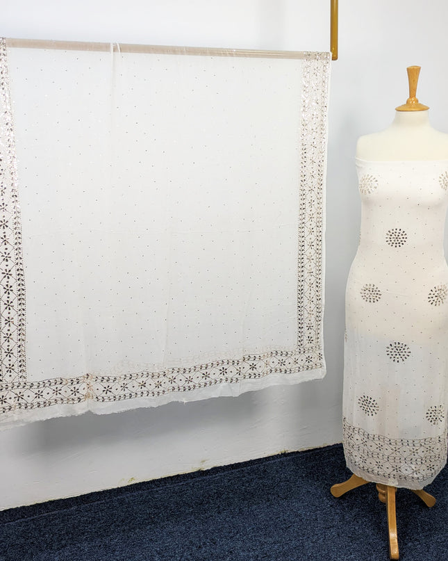Pure China Crinkle with Handmade Pure Indian Golden Mukesh Work