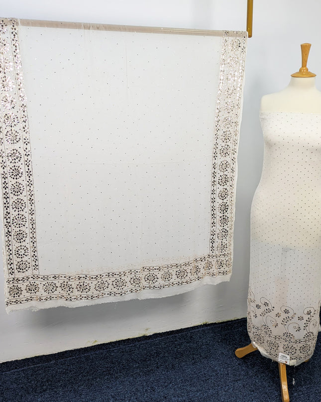 Pure China Crinkle with Handmade Pure Indian Golden Mukesh Work