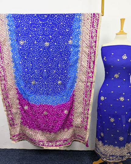 Pure China Crinkle Gotta Shirt & Chunri Silk Dupatta 2PC Unstitched