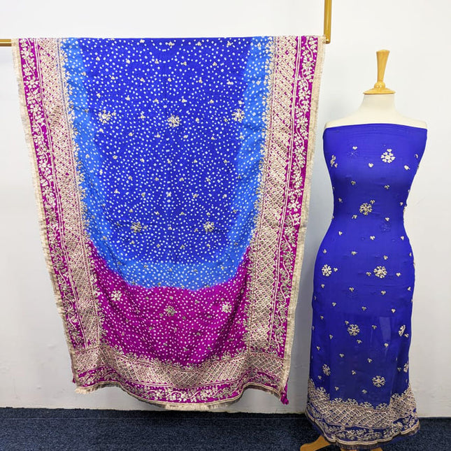 Pure China Crinkle Gotta Shirt & Chunri Silk Dupatta 2PC Unstitched