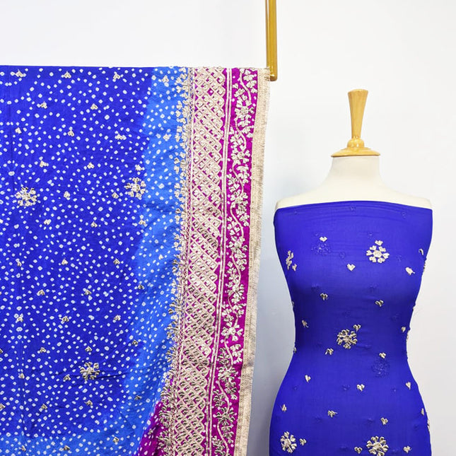 Pure China Crinkle Gotta Shirt & Chunri Silk Dupatta 2PC Unstitched