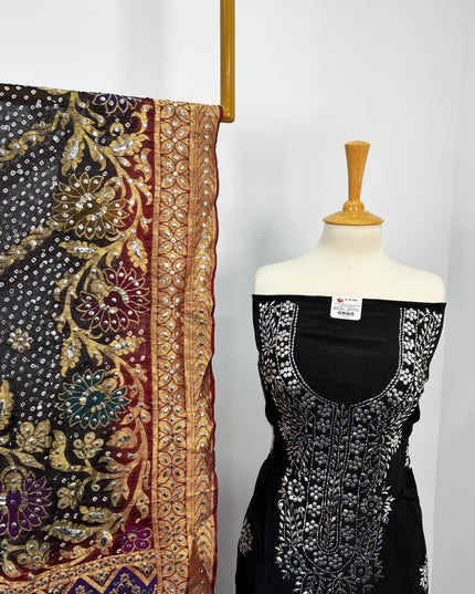 Indian Raw silk With Indian Golden Silver Mukesh Work