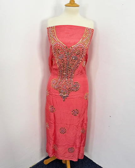 Indian Raw silk With Indian Golden Silver Mukesh Work