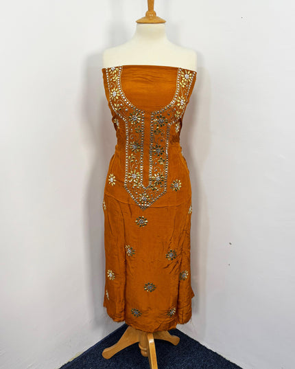 Indian Raw silk With Indian Golden Silver Mukesh Work