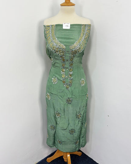 Indian Raw silk With Indian Golden Silver Mukesh Work