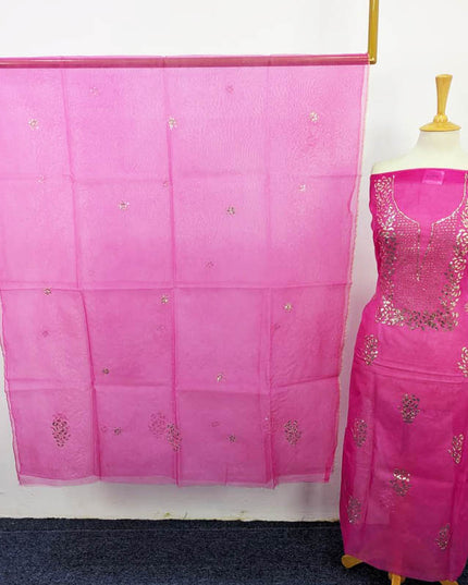 Organza with Indian Rose Gold Mukesh Work 2PC Unstitched