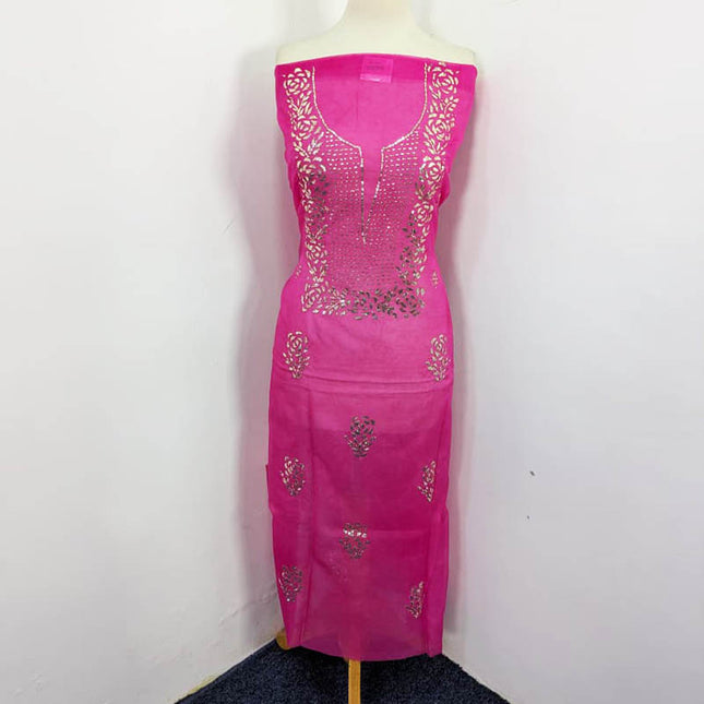 Organza with Indian Rose Gold Mukesh Work 2PC Unstitched