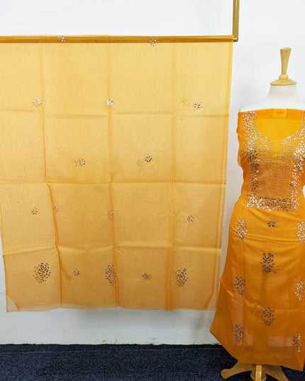 Organza with Indian Rose Gold Mukesh Work 2PC Unstitched