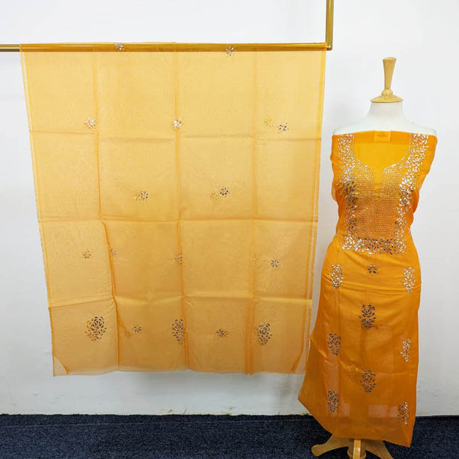 Organza with Indian Rose Gold Mukesh Work 2PC Unstitched