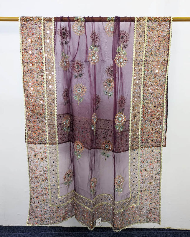 Fancy Organza with Block Print Work Dupatta