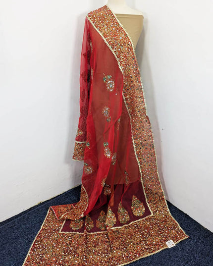 Organza with Block Print Work Dupatta (Ready To Wear)