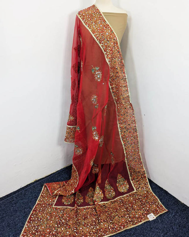 Organza with Block Print Work Dupatta (Ready To Wear)