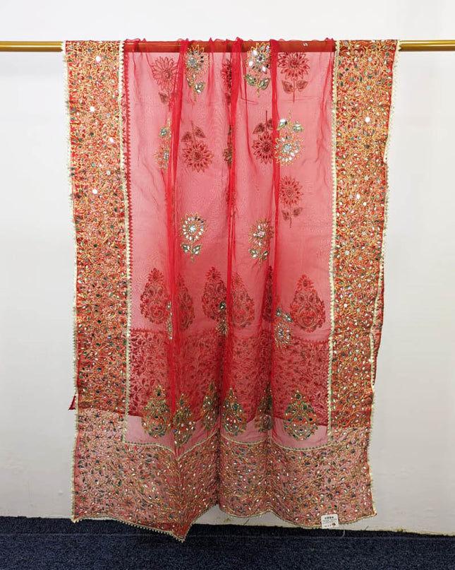 Organza with Block Print Work Dupatta (Ready To Wear)