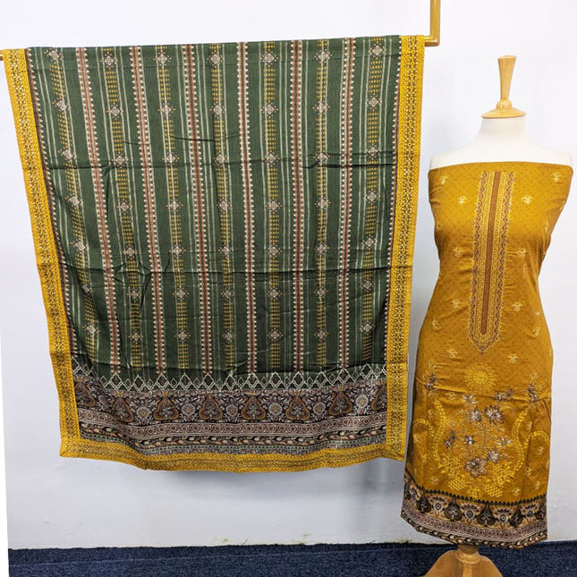 Embroidered Lawn with Diamond Dupatta 3PC Unstitched