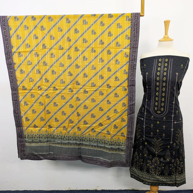 Embroidered Lawn with Diamond Dupatta 3PC Unstitched