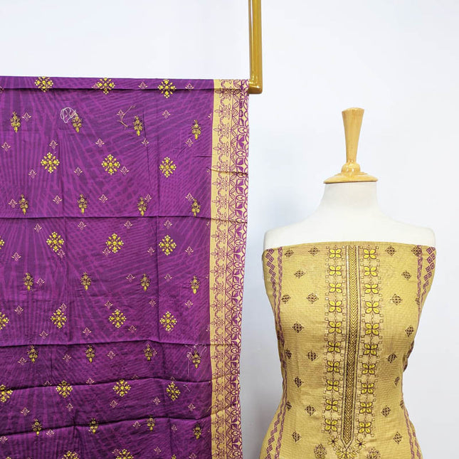 Embroidered Lawn with Lace Border Dupatta 3Pc Unstitched