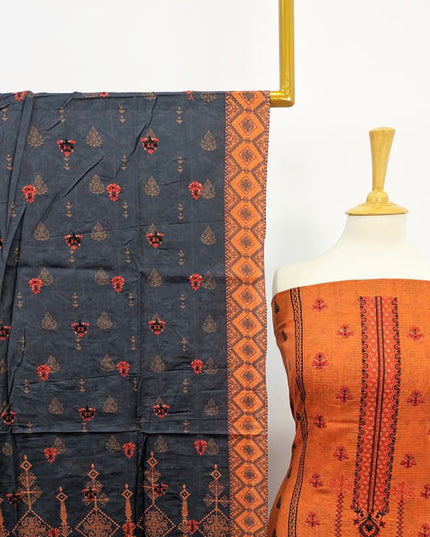 Embroidered Lawn With Lace Border Dupatta 3PC Unstitched