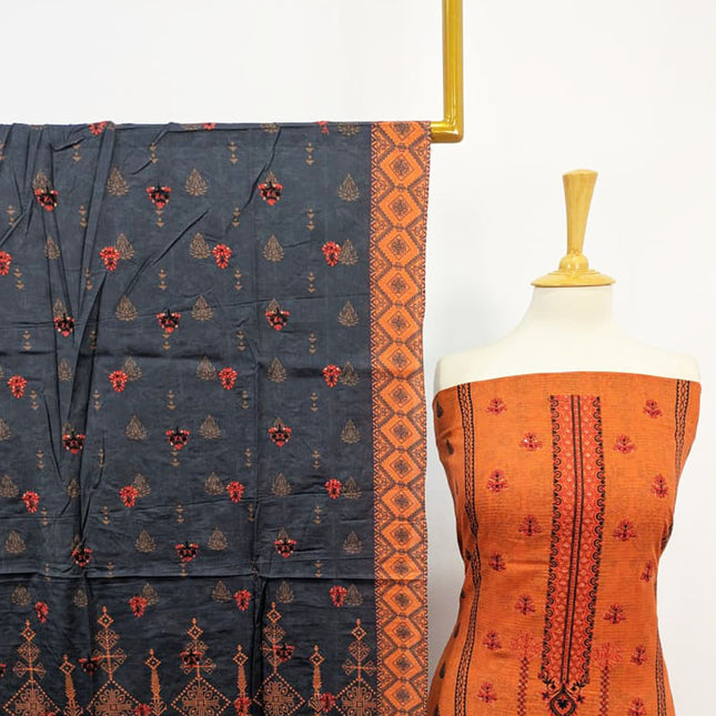 Embroidered Lawn With Lace Border Dupatta 3PC Unstitched