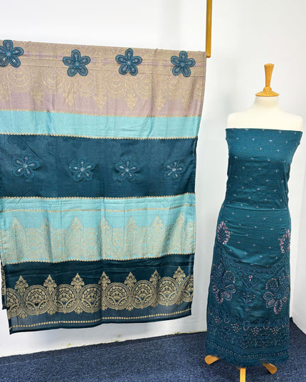 Fancy Embroidered Lawn With Lawn Banarasi Dupatta