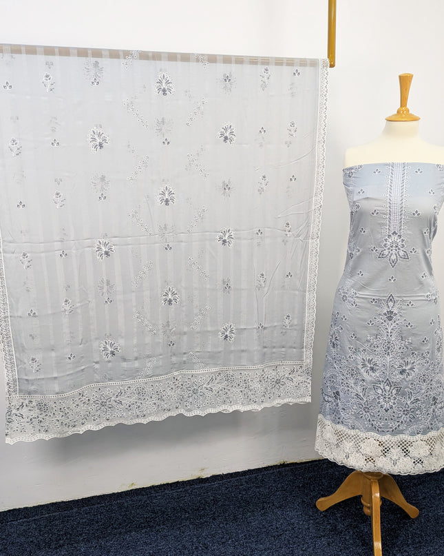 Fancy Chikankari Lawn With Chiffon Dupatta 3pc Unstitched