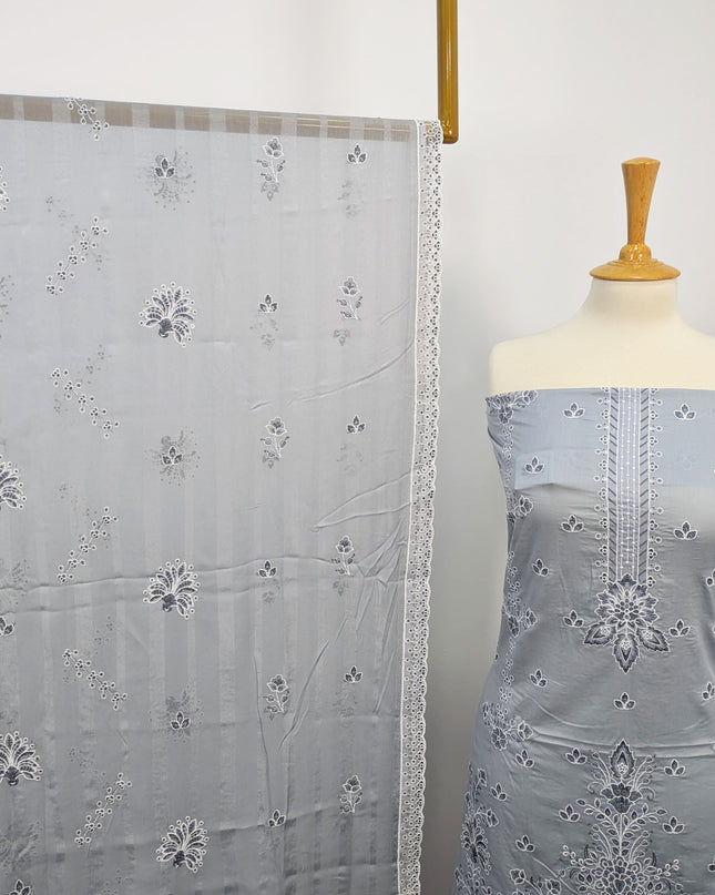 Fancy Chikankari Lawn With Chiffon Dupatta 3pc Unstitched