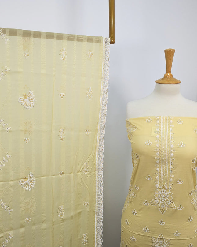 Fancy Chikankari Lawn With Chiffon Dupatta 3pc Unstitched