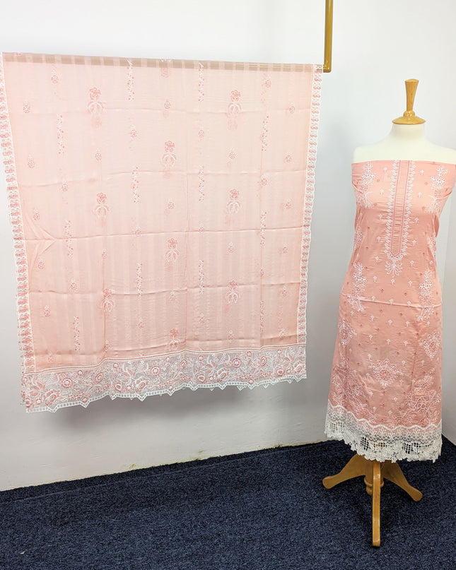 Fancy Chikankari Lawn With Chiffon Dupatta 3pc Unstitched
