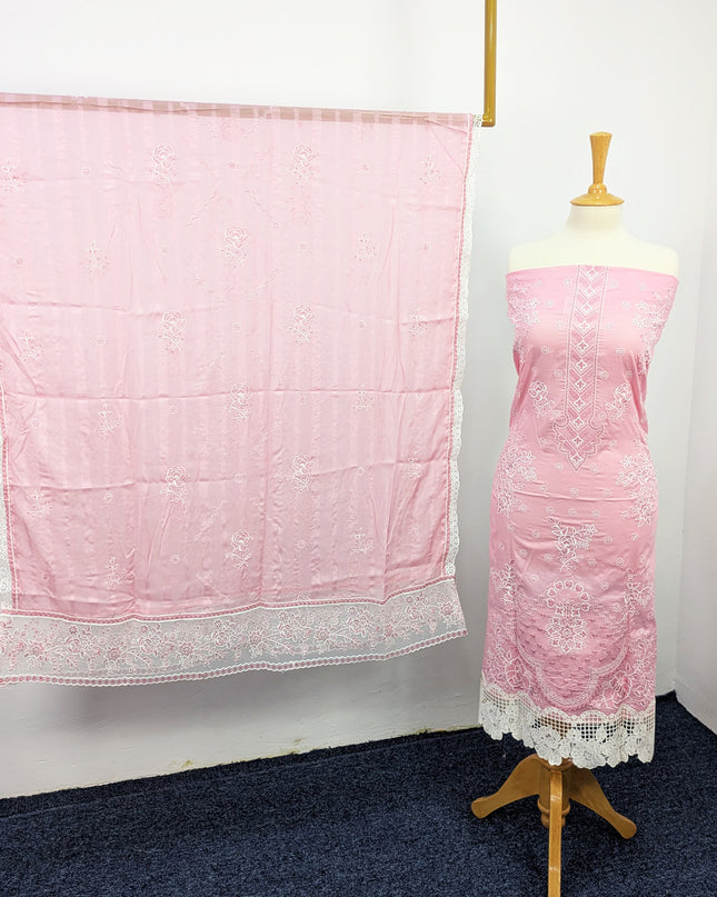 Fancy Chikankari Lawn With Chiffon Dupatta 3pc Unstitched