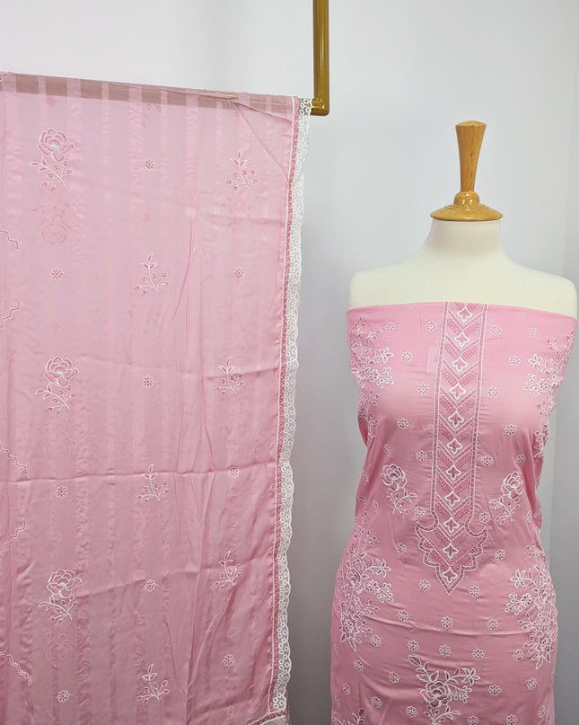 Fancy Chikankari Lawn With Chiffon Dupatta 3pc Unstitched