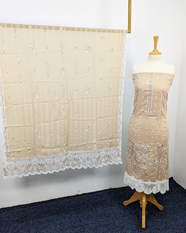 Fancy Chikankari Lawn With Chiffon Dupatta 3pc Unstitched