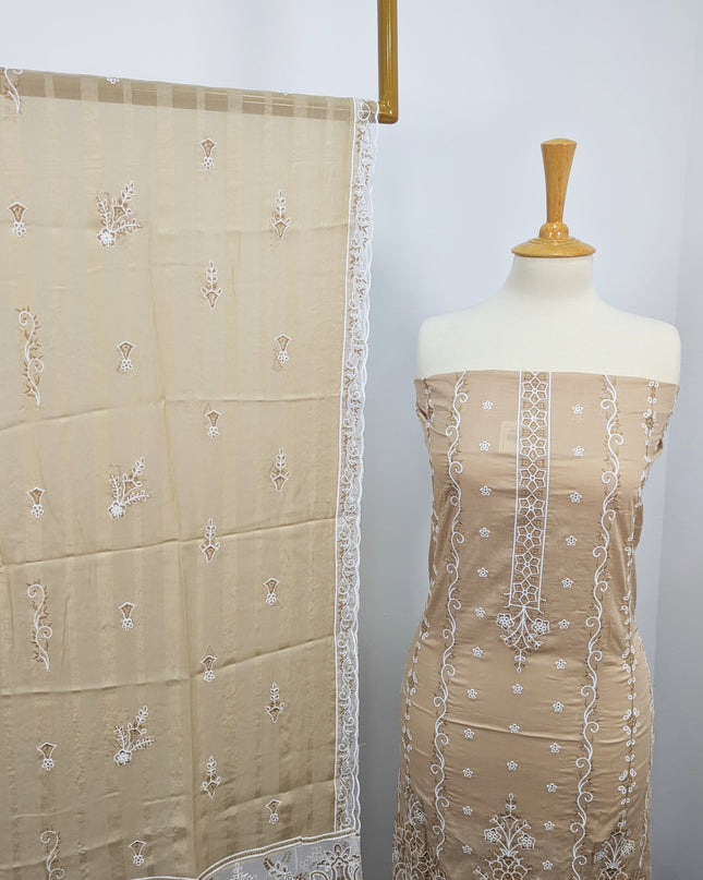 Fancy Chikankari Lawn With Chiffon Dupatta 3pc Unstitched