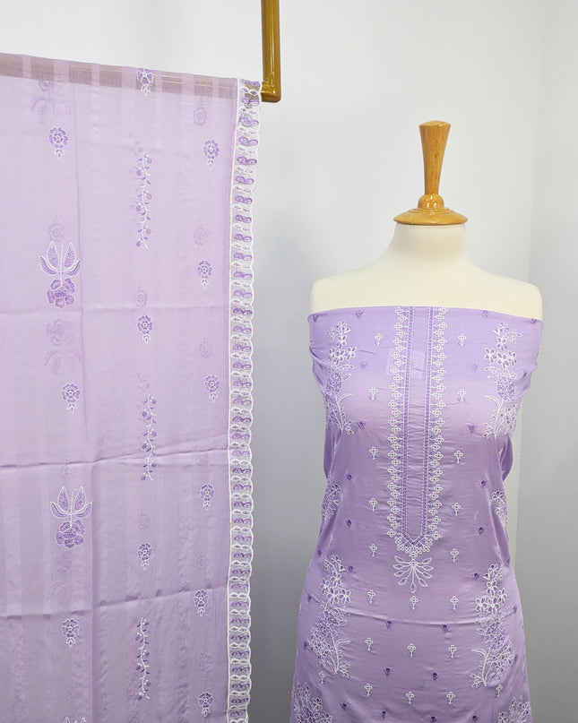 Fancy Chikankari Lawn With Chiffon Dupatta 3pc Unstitched