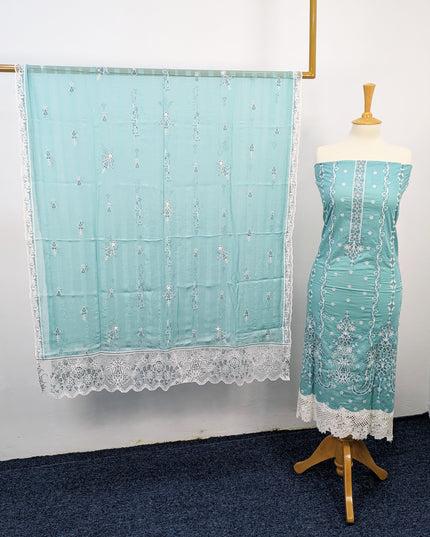 Fancy Chikankari Lawn With Chiffon Dupatta 3pc Unstitched