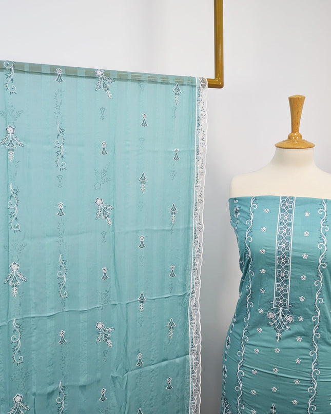 Fancy Chikankari Lawn With Chiffon Dupatta 3pc Unstitched