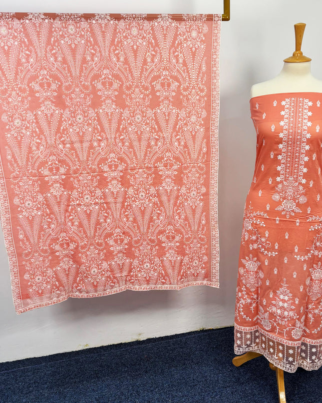 Fancy Lawn With Chiffon Dupatta 3pc Unstitched