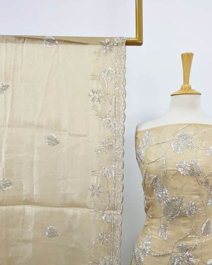 Fancy Silk with Front and Back Full Jaal Cut Dana Work 2PC Unstitched