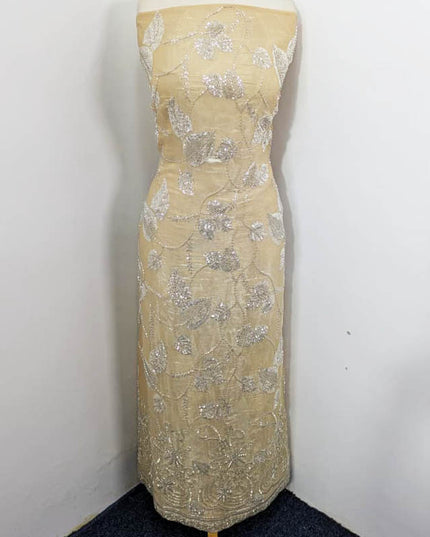 Fancy Silk with Front and Back Full Jaal Cut Dana Work 2PC Unstitched