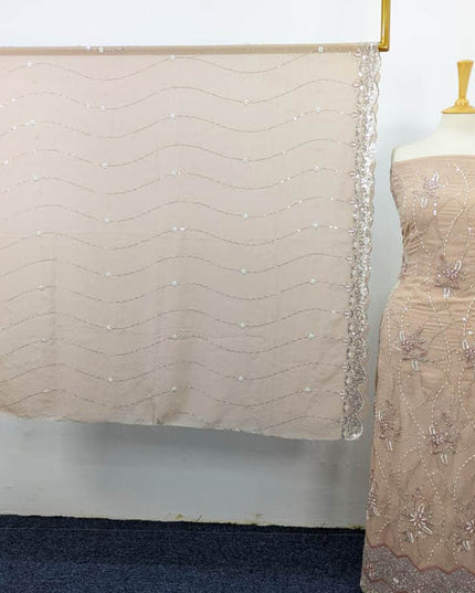 Fancy Silk with Front Back Full Jaal Cut Dana Work 2PC Unstitched