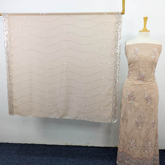 Fancy Silk with Front Back Full Jaal Cut Dana Work 2PC Unstitched