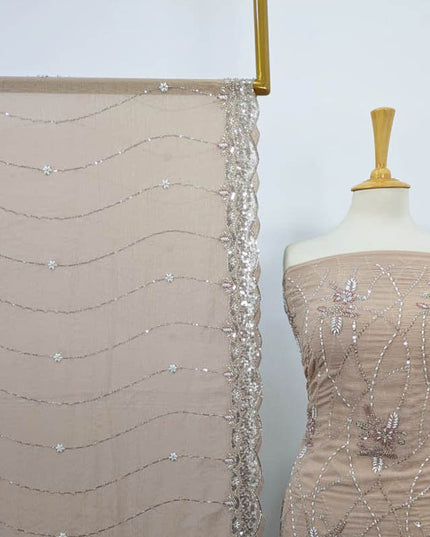 Fancy Silk with Front Back Full Jaal Cut Dana Work 2PC Unstitched