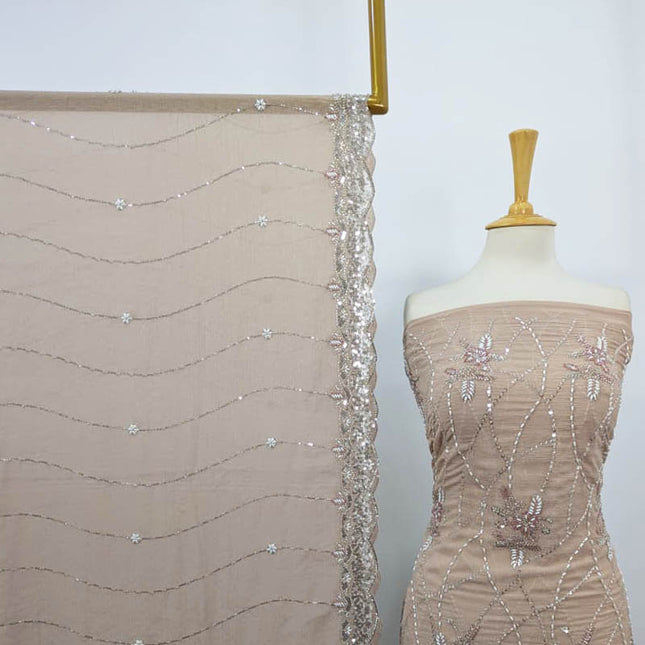 Fancy Silk with Front Back Full Jaal Cut Dana Work 2PC Unstitched